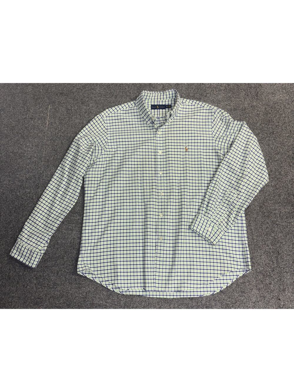 Ralph Lauren Mens XL Blue Green Check Long Sleeve Button Down Shirt Pony